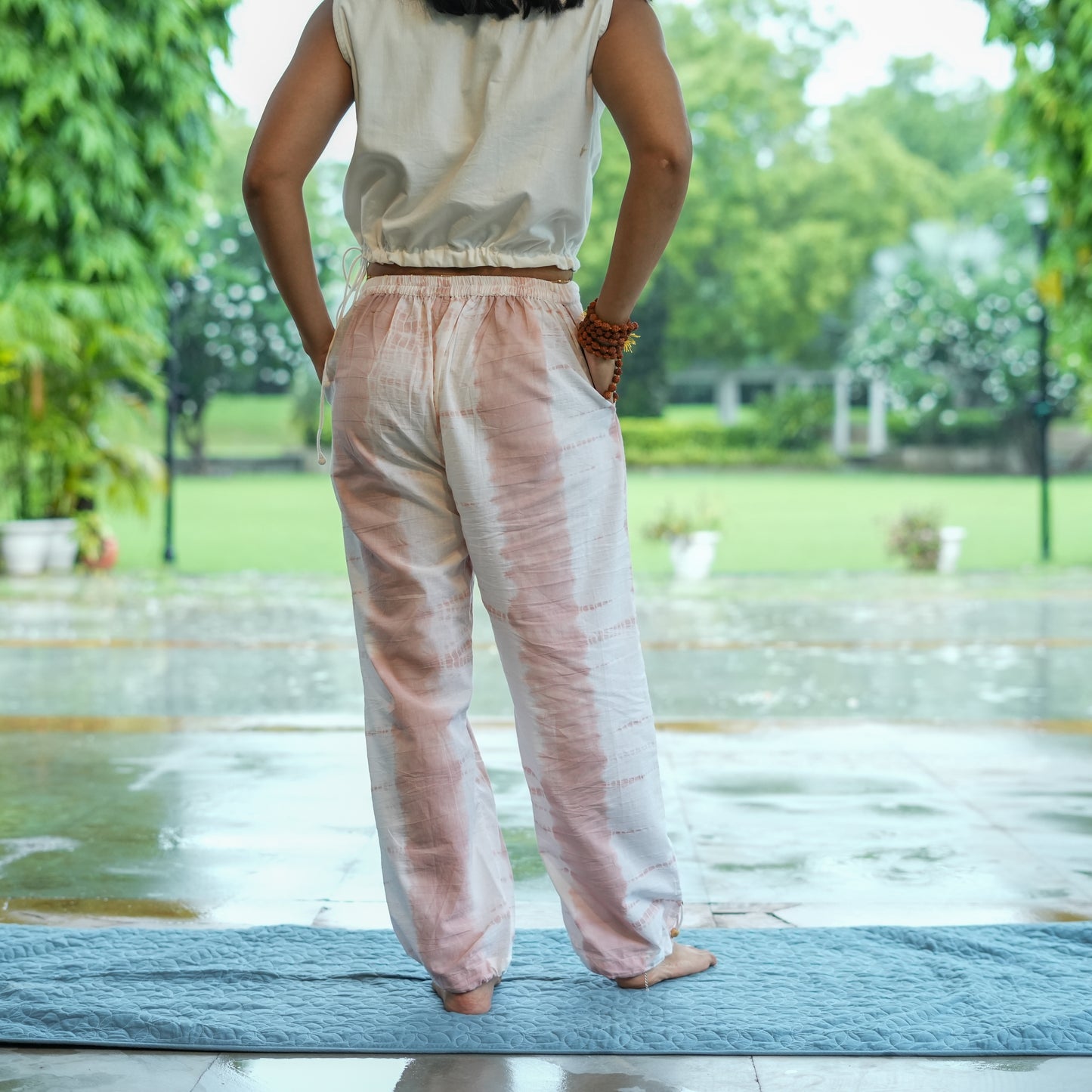 Womens Yoga Pant and Yoga Top Tie and Dye Set Pink Ananda