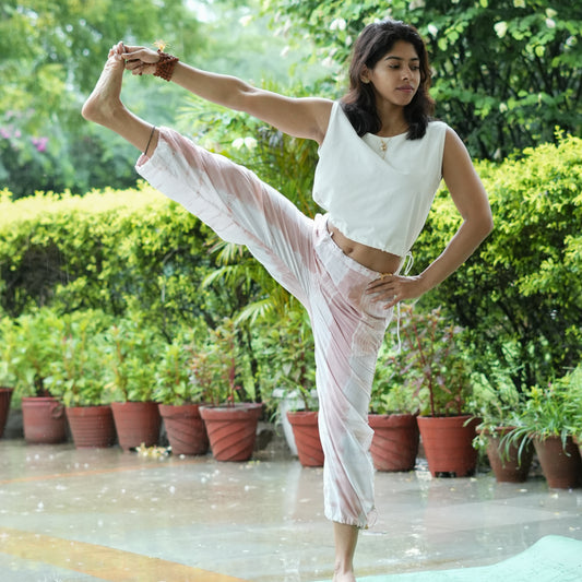 Womens Yoga Pant and Yoga Top Tie and Dye Set Pink Ananda