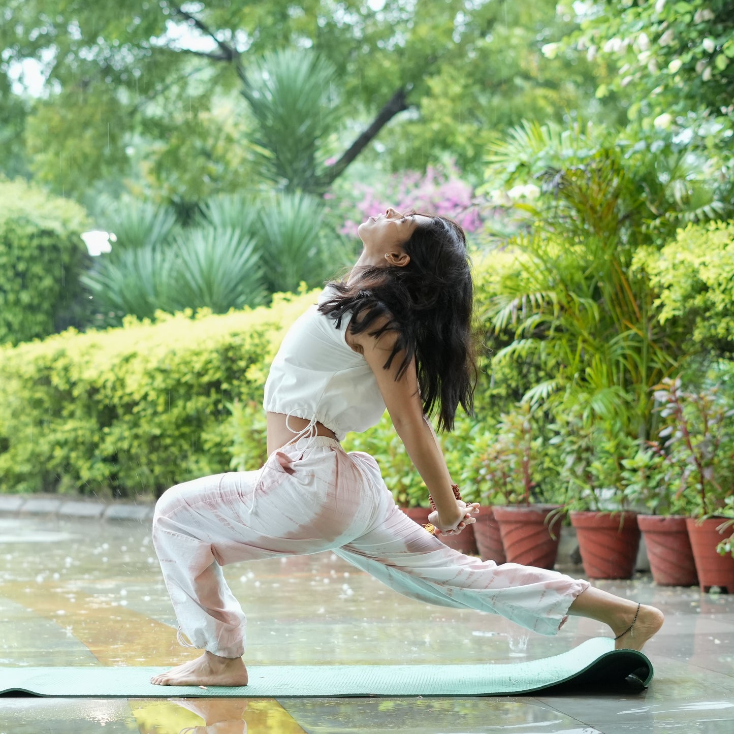 Womens Yoga Pant and Yoga Top Tie and Dye Set Pink Ananda