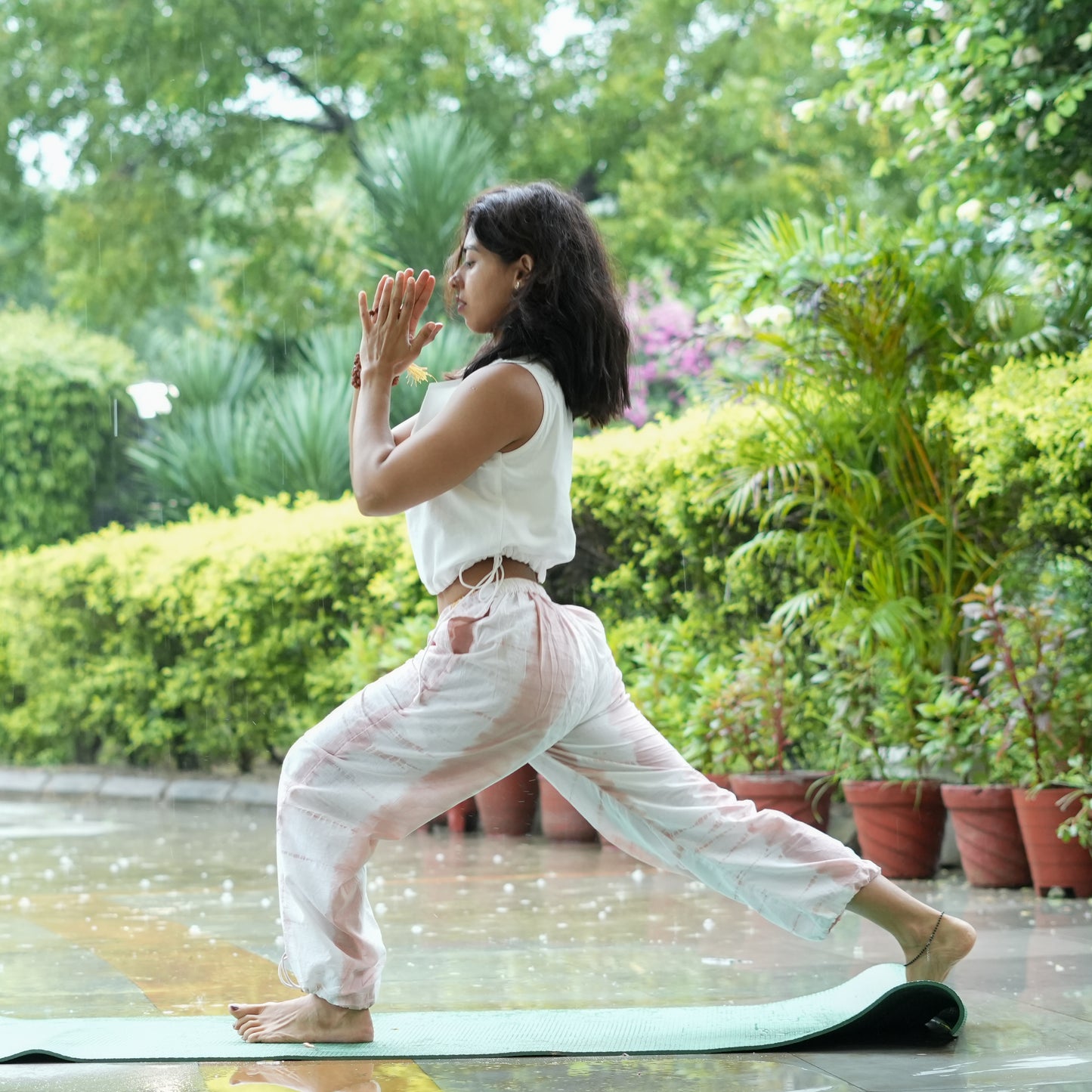 Womens Yoga Pant and Yoga Top Tie and Dye Set Pink Ananda