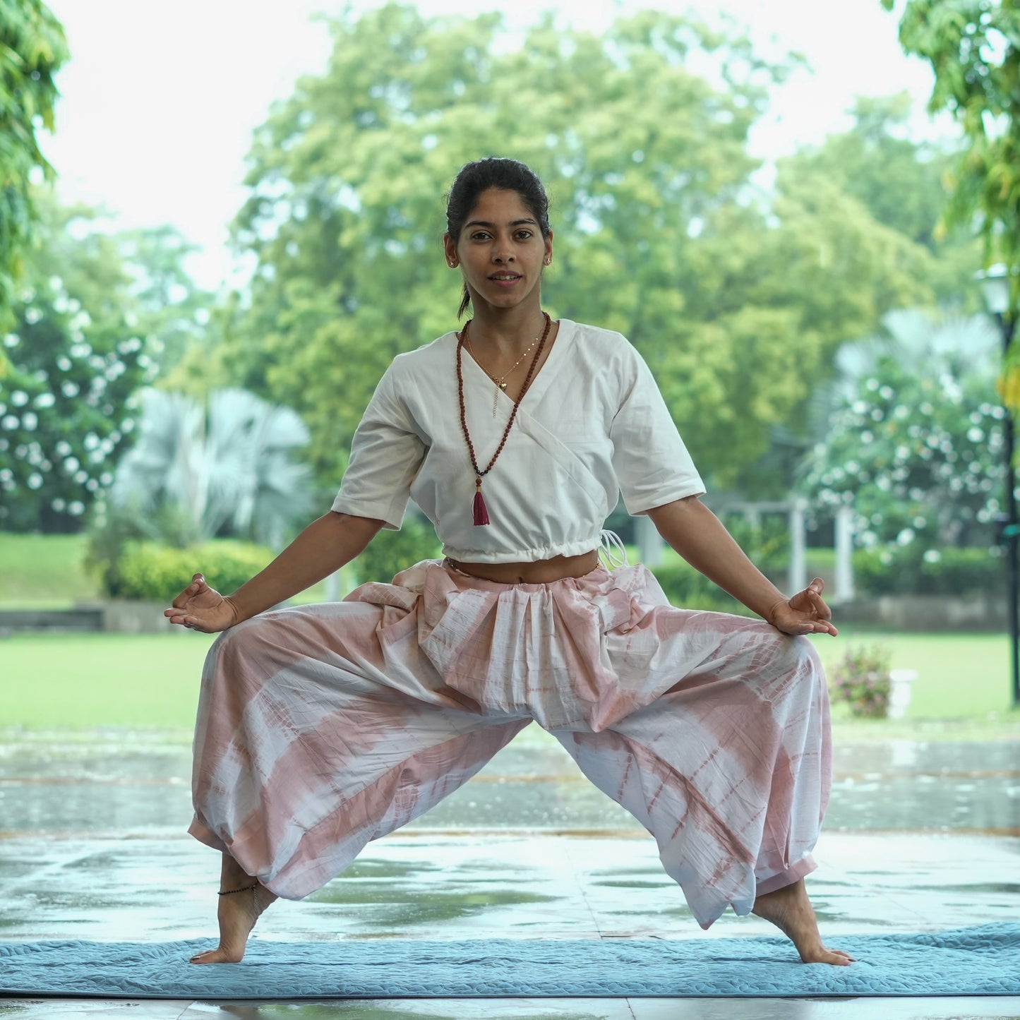 Womens Yoga Pant and Yoga Top Tie and Dye Set Pink Yama