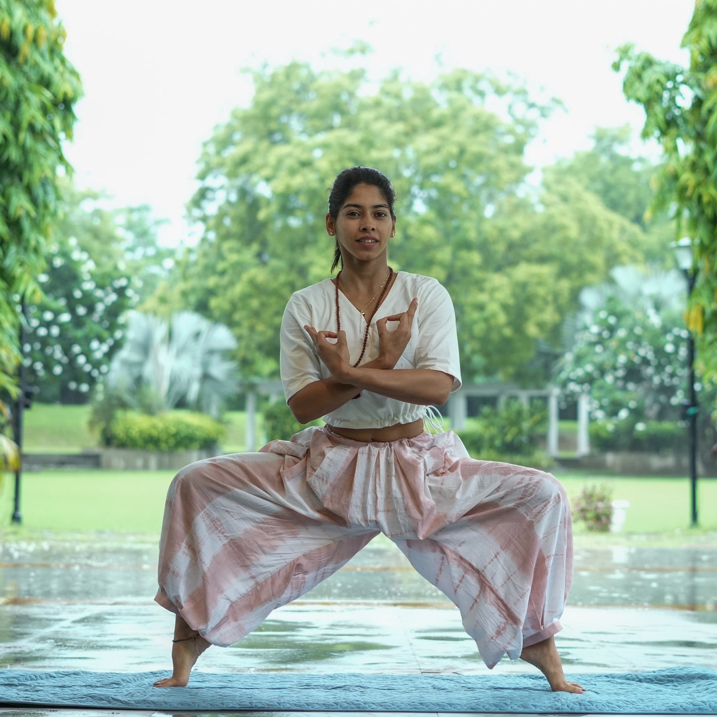 Womens Yoga Pant and Yoga Top Tie and Dye Set Pink Yama
