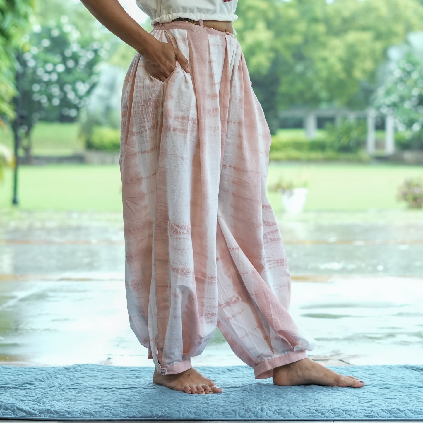 Womens Yoga Pant and Yoga Top Tie and Dye Set Pink Yama