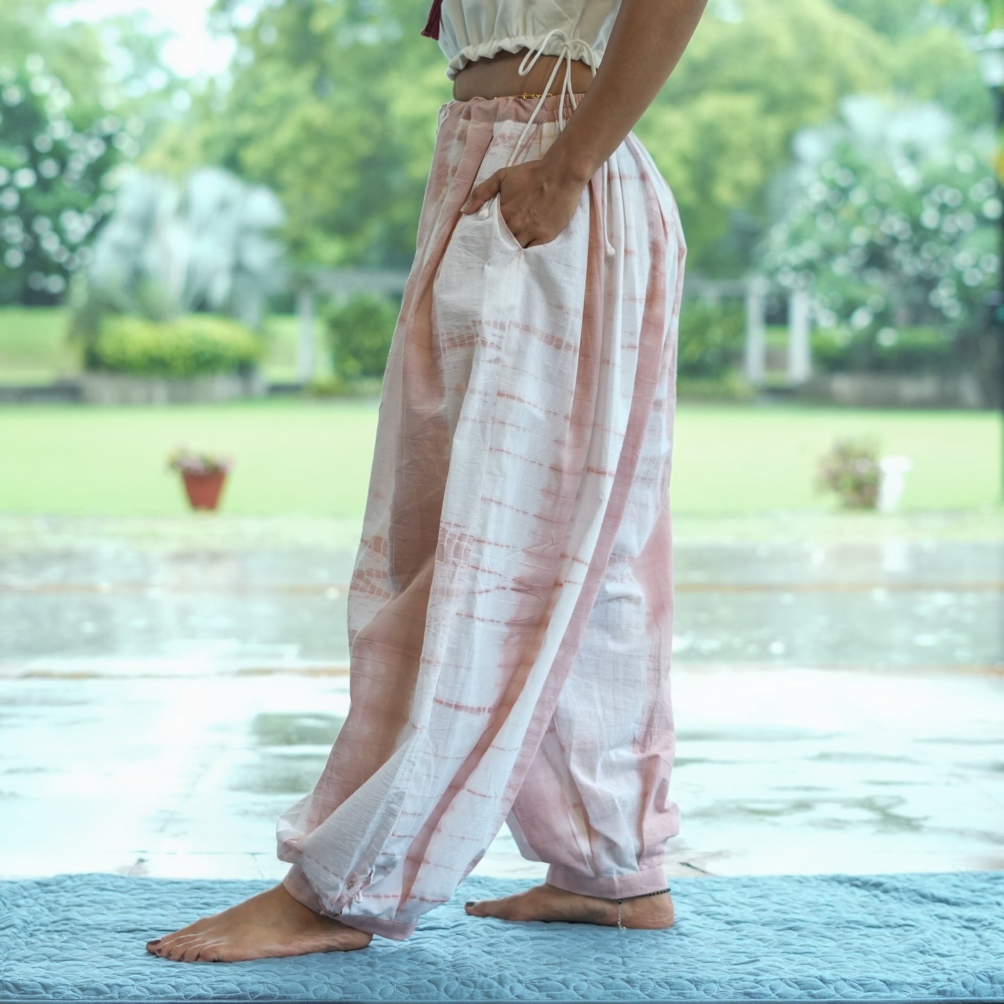 Womens Yoga Pant and Yoga Top Tie and Dye Set Pink Yama