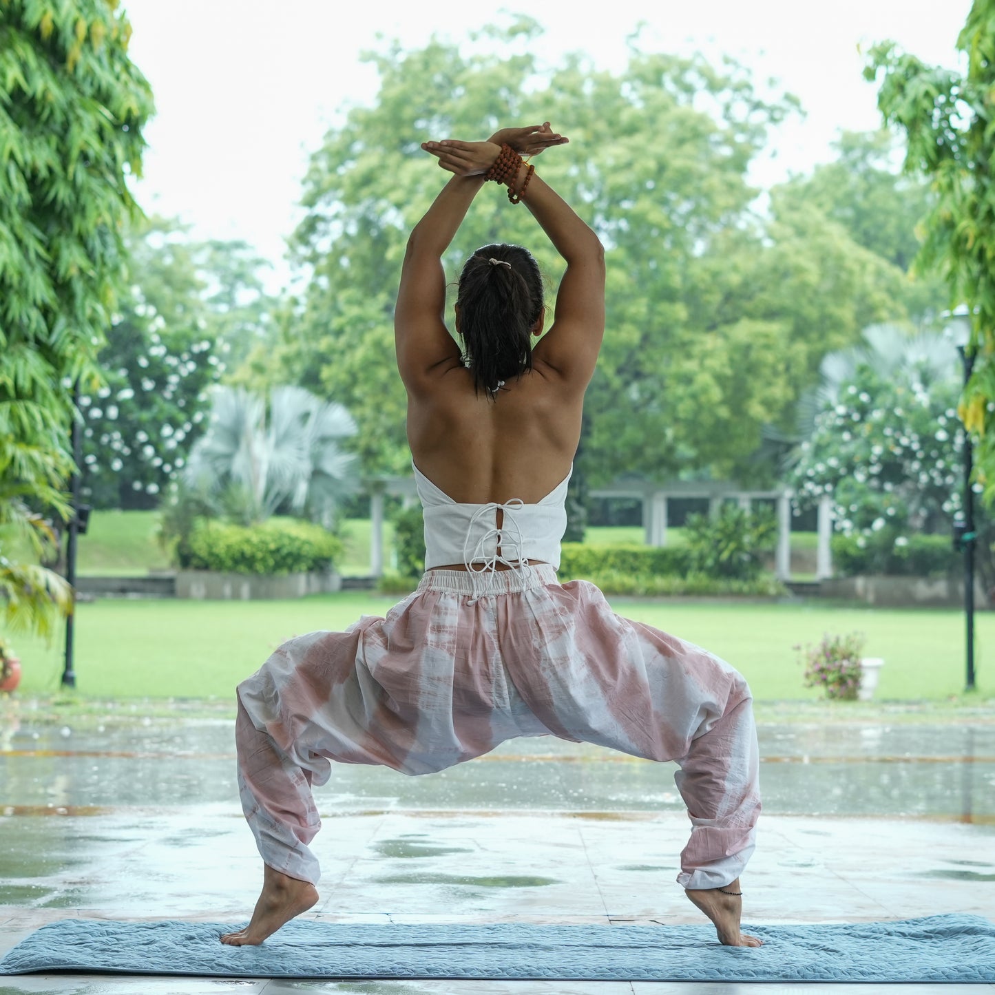 Womens Yoga Pant and Yoga Top Tie and Dye Set Pink Akasha