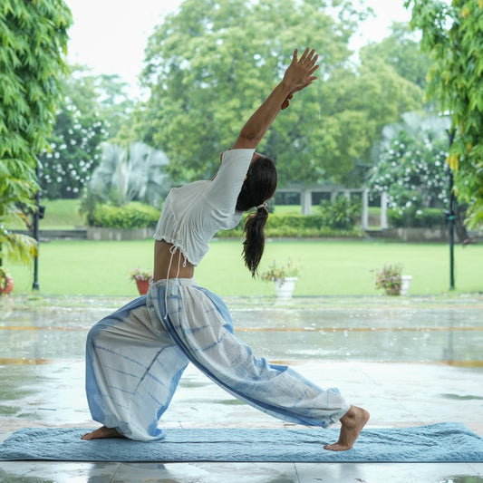 Womens Yoga Pant and Yoga Top Tie and Dye Set blue Yama