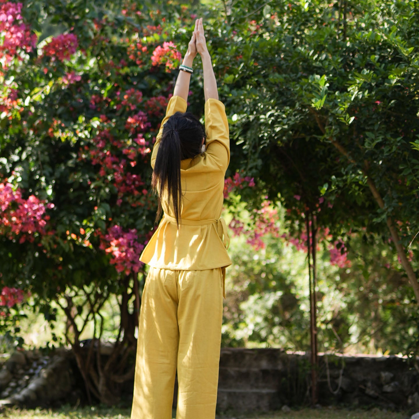 Women Cotton Yoga Pants and Yoga Top Set Yellow -Dharma