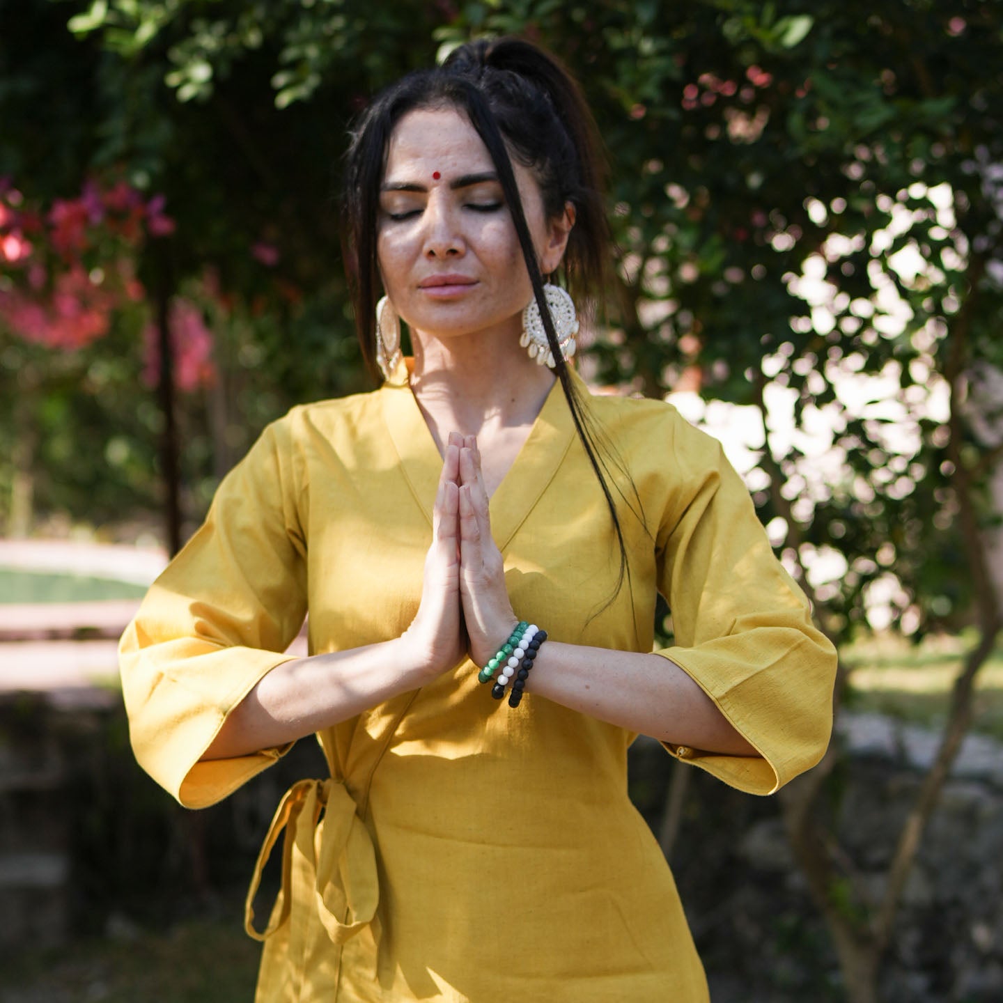 Women Cotton Yoga Pants and Yoga Top Set Yellow -Dharma