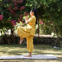 Women Cotton Yoga Pants and Yoga Top Set Yellow -Chakra
