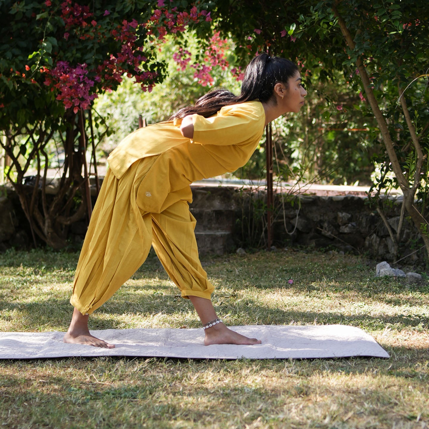 Women Cotton Yoga Pants and Yoga Top Set Yellow -Chakra