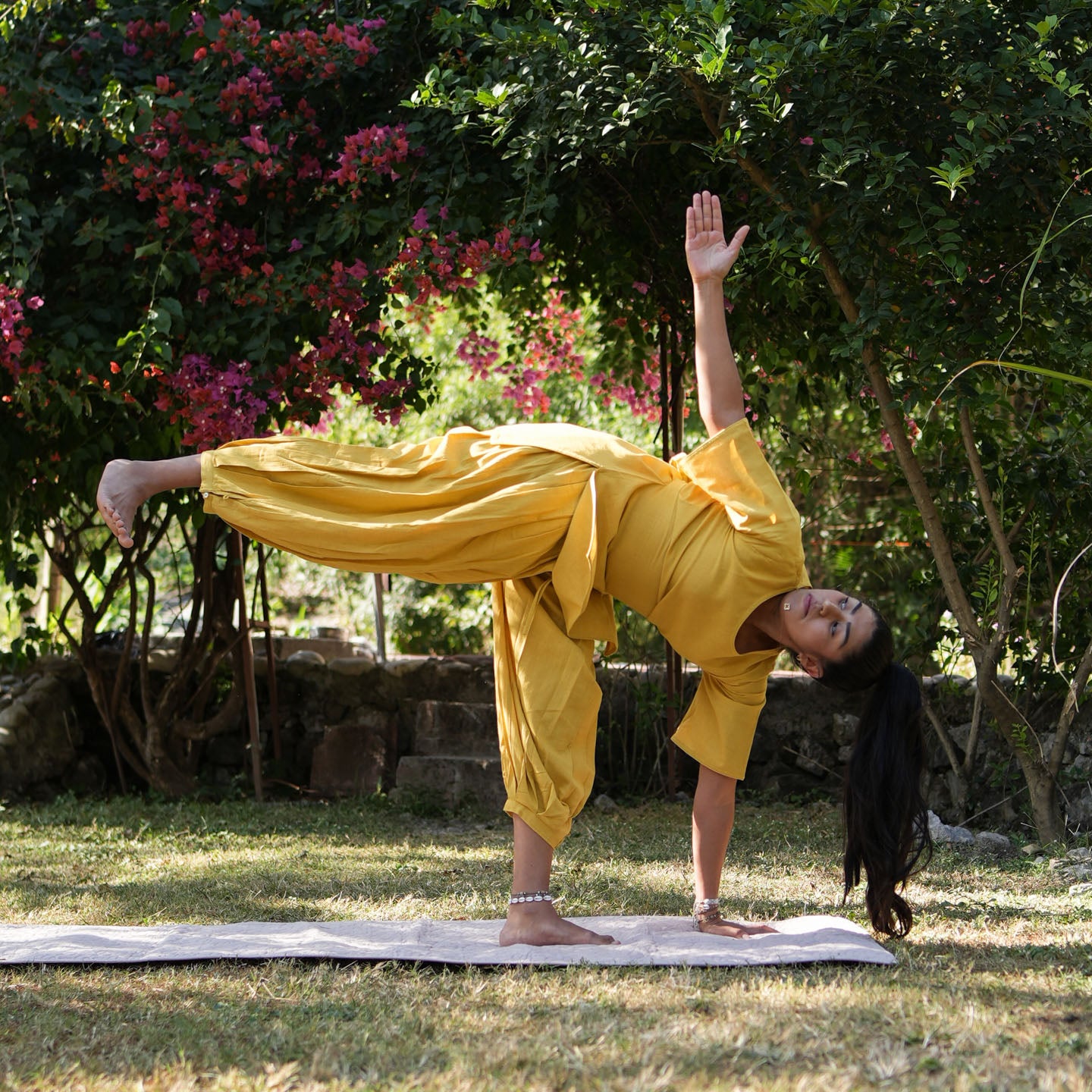 Women Cotton Yoga Pants and Yoga Top Set Yellow -Chakra