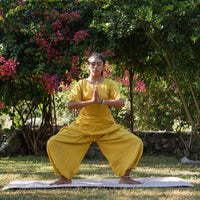 Women Cotton Yoga Pants and Yoga Top Set Yellow -Chakra
