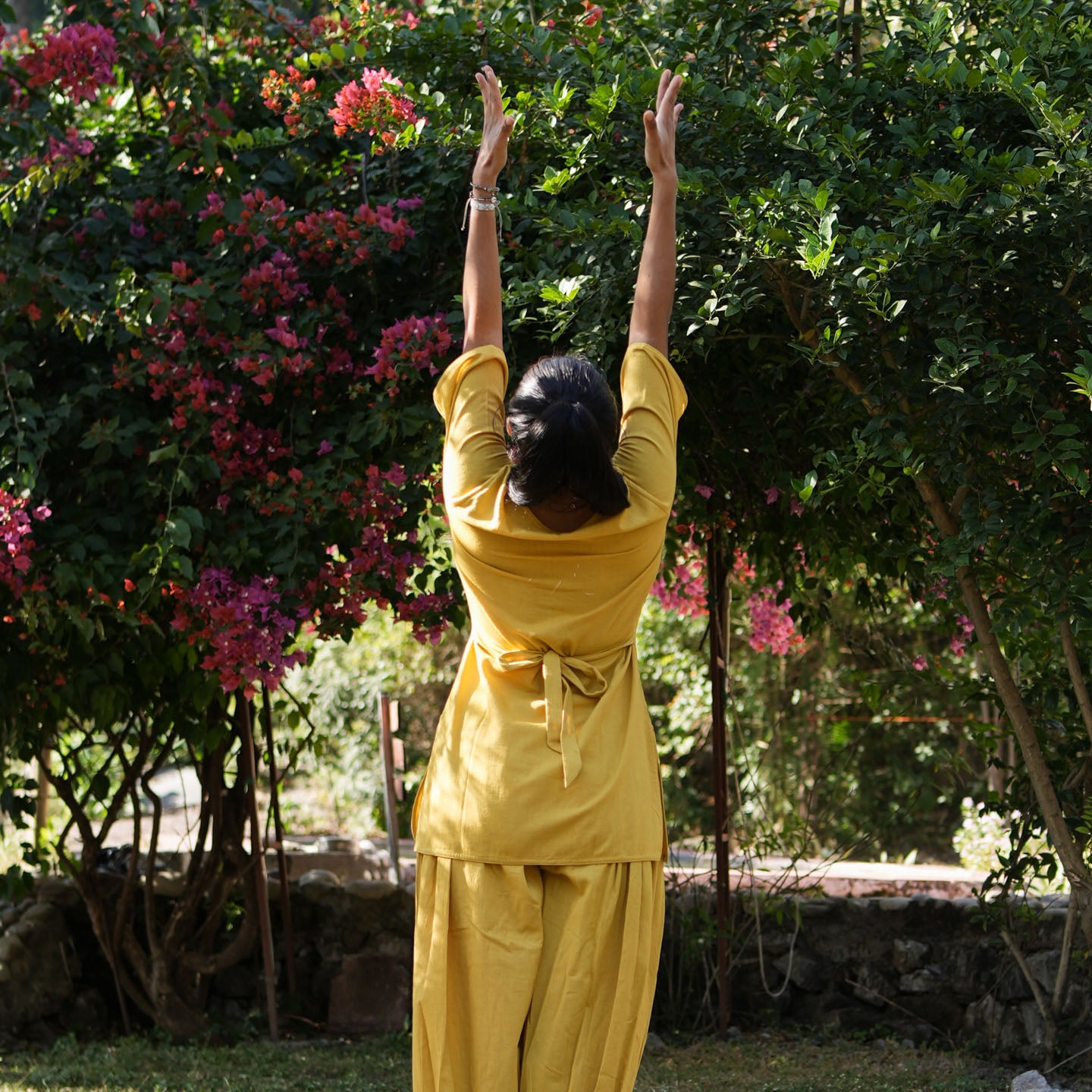 Women Cotton Yoga Pants and Yoga Top Set Yellow -Chakra