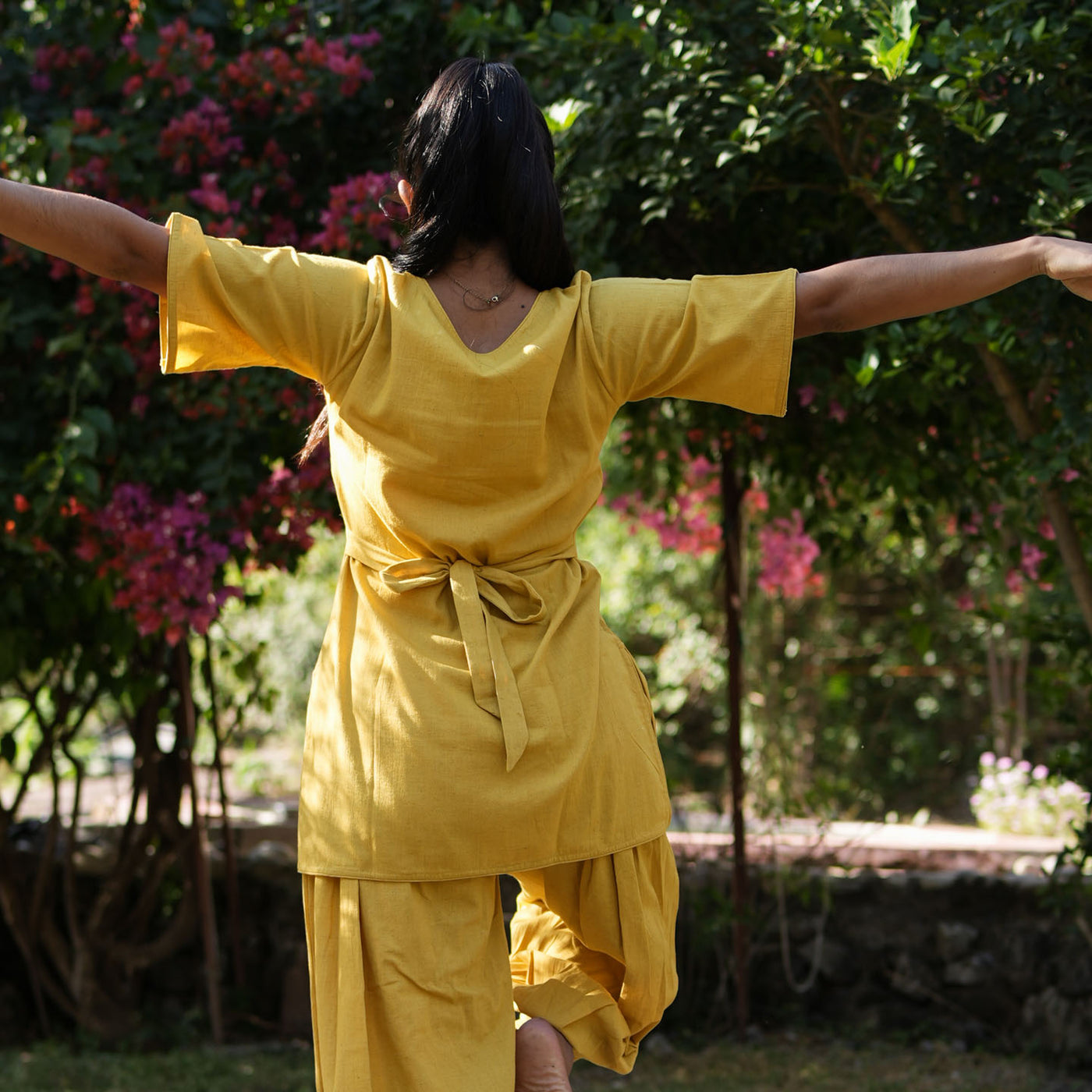 Women Cotton Yoga Pants and Yoga Top Set Yellow -Chakra — view 13