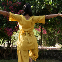 Women Cotton Yoga Pants and Yoga Top Set Yellow -Chakra