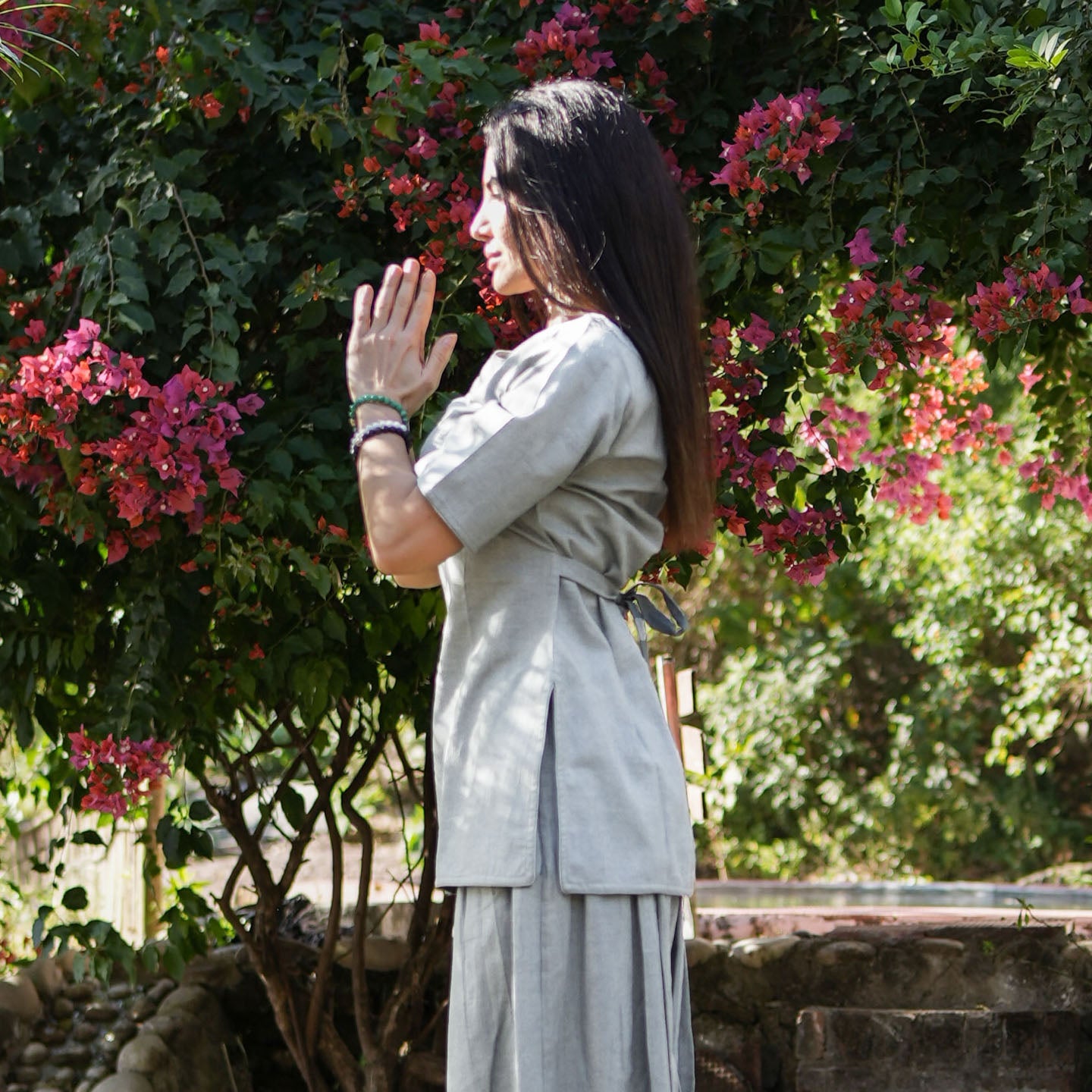 Women Cotton Yoga Pants and Yoga Top Set Grey -Chakra