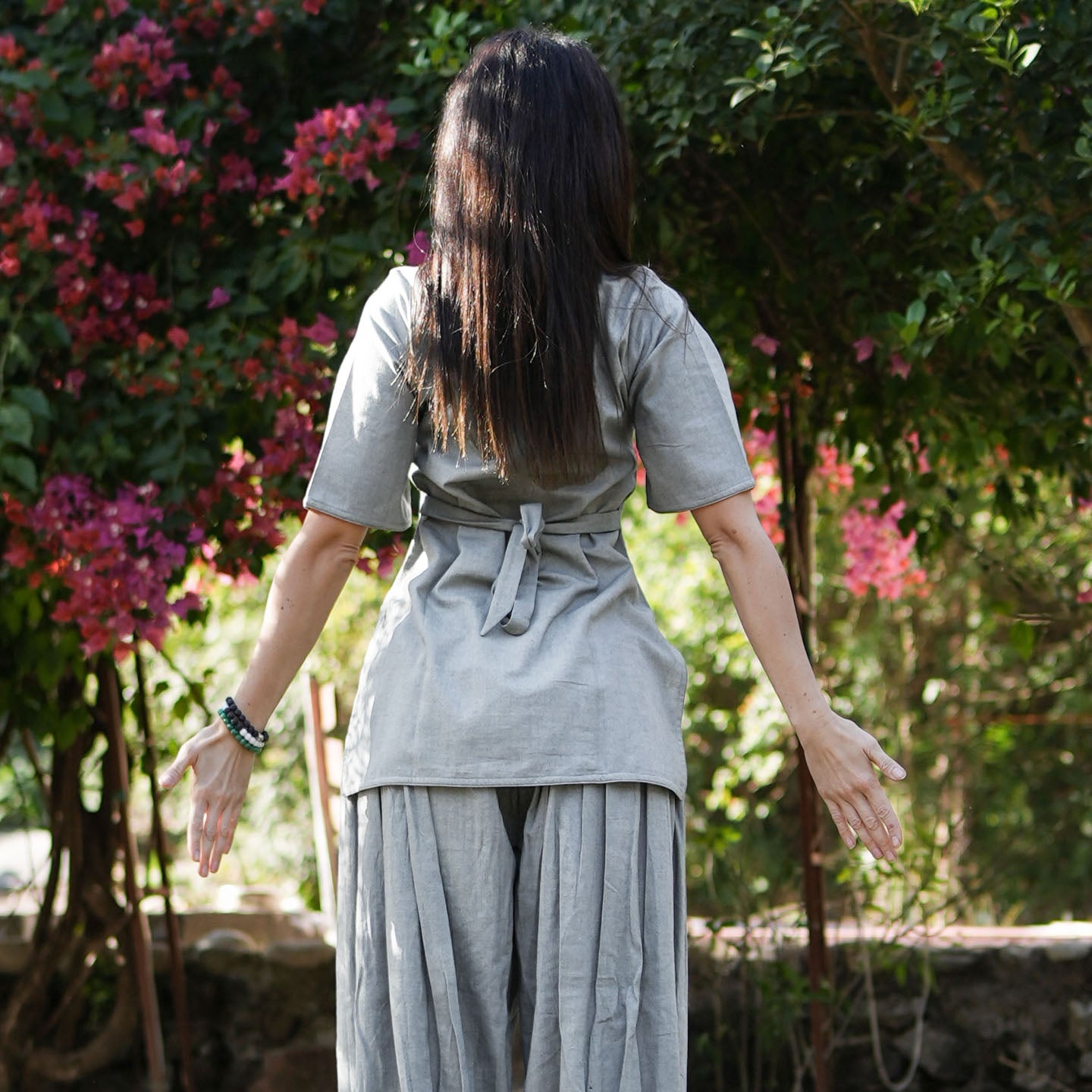 Women Cotton Yoga Pants and Yoga Top Set Grey -Chakra