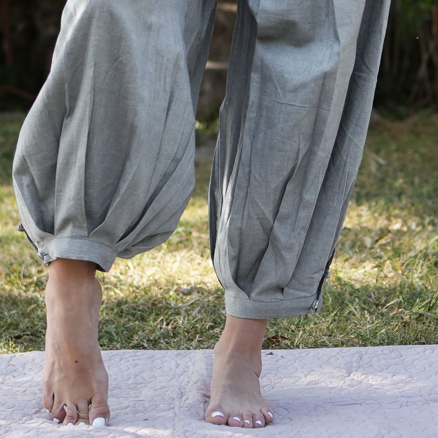 Women Cotton Yoga Pants and Yoga Top Set Grey -Chakra