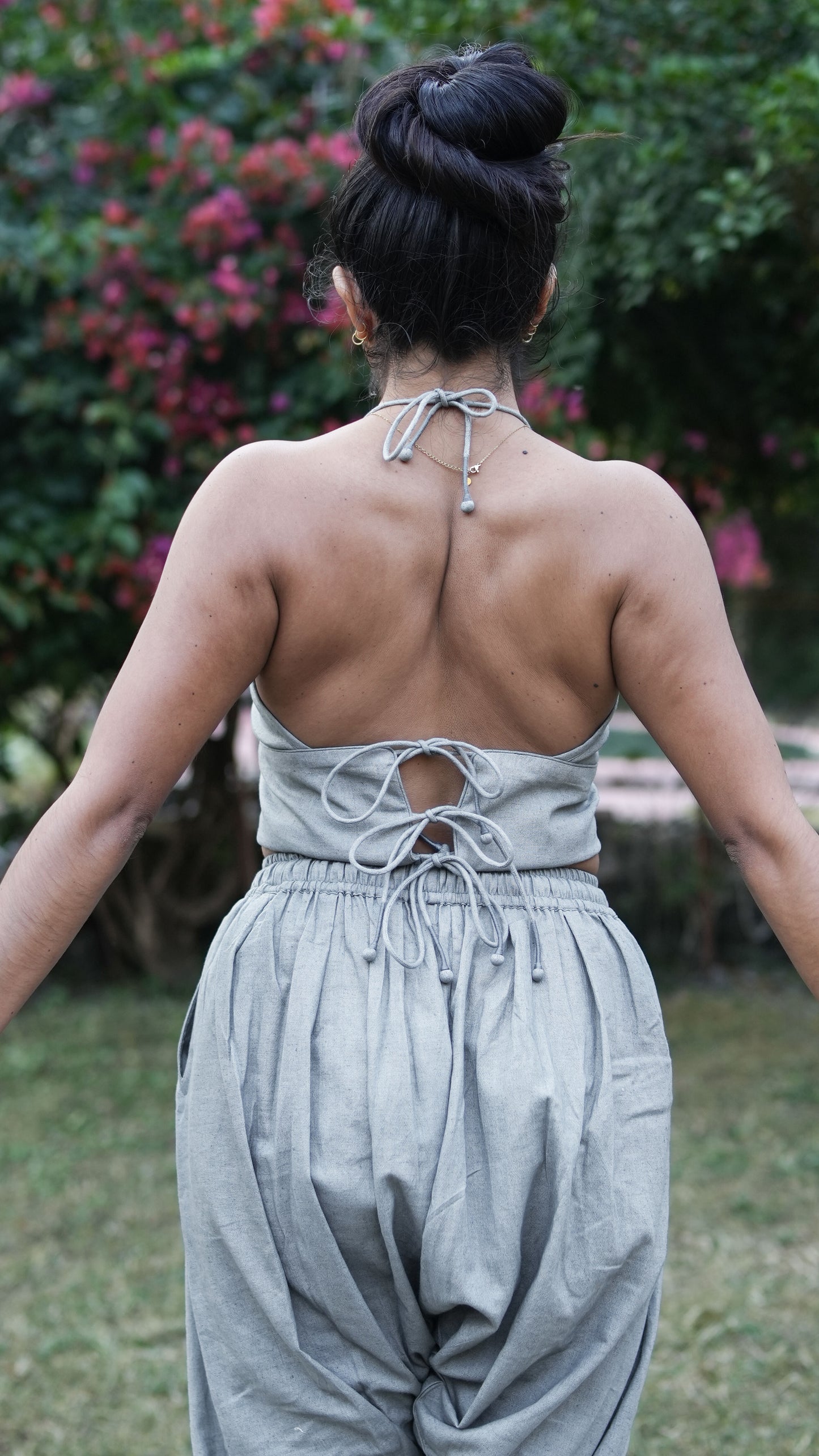 Women Cotton Yoga Pants and Yoga Top Set Grey -Akasha