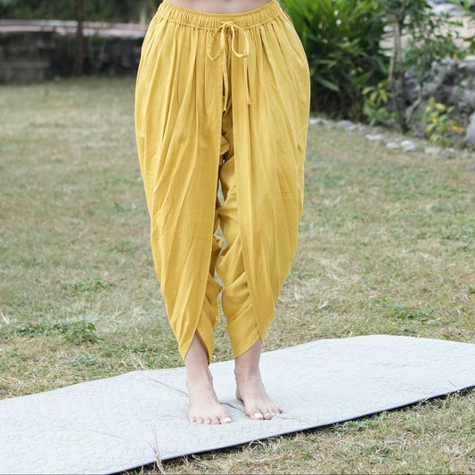 Women Cotton Yoga Pants Yellow -Akasha