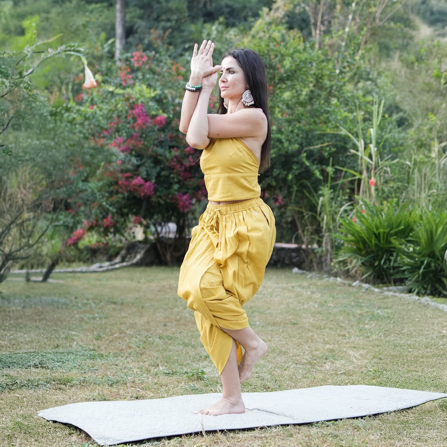 Women Cotton Yoga Pants and Yoga Top Set Yellow -Akasha