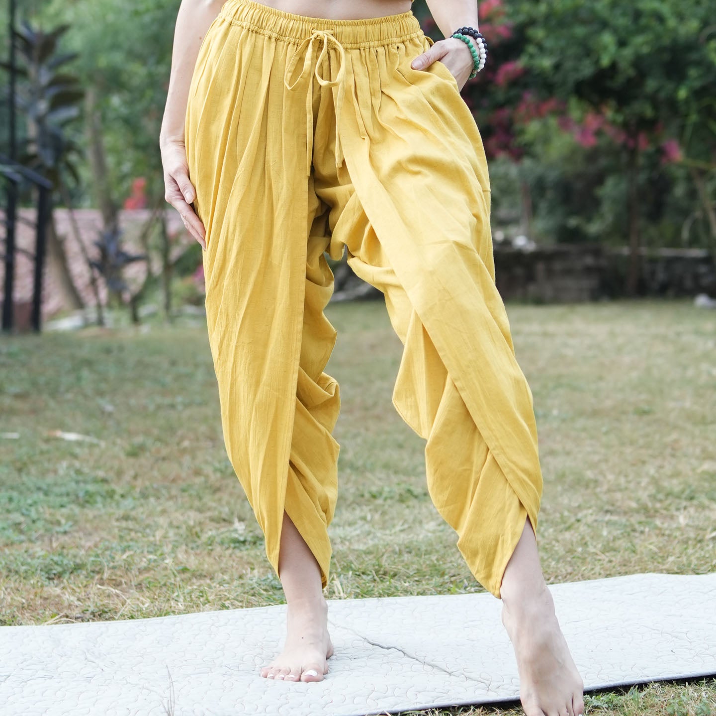 Women Cotton Yoga Pants and Yoga Top Set Yellow -Akasha