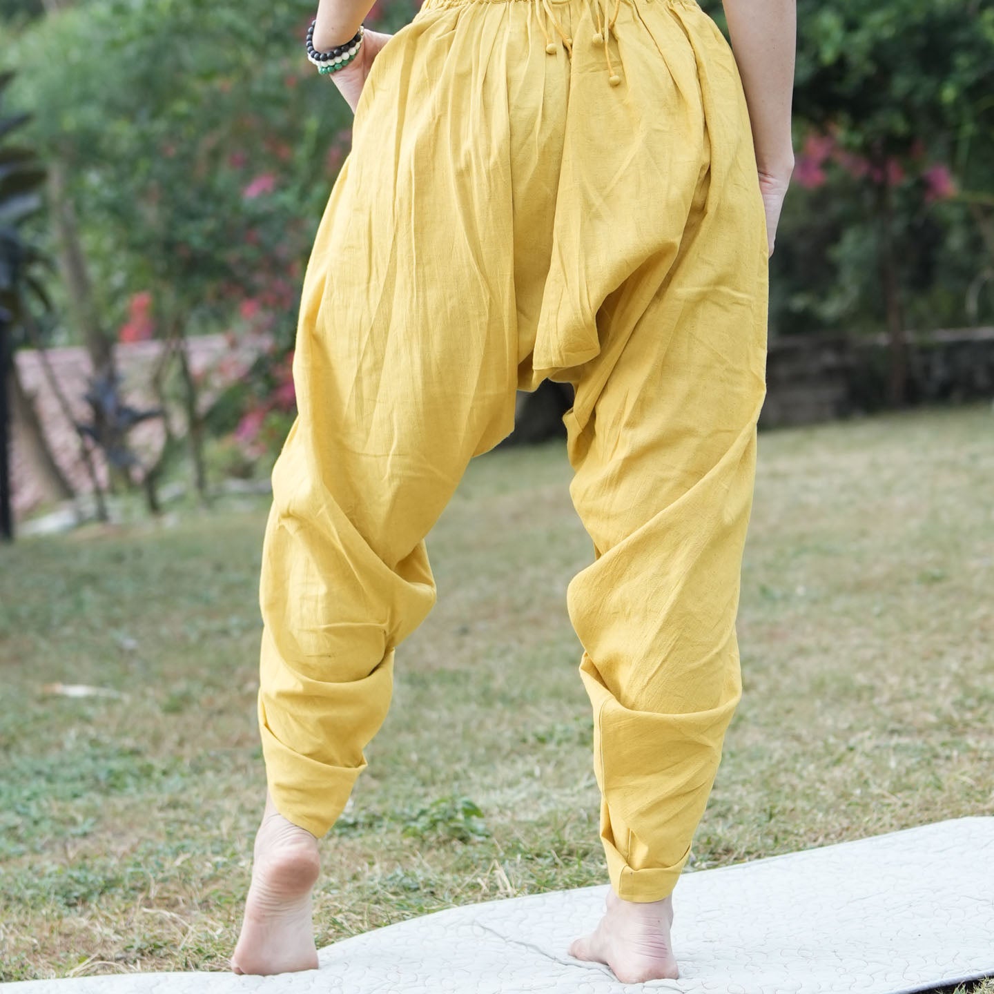 Women Cotton Yoga Pants and Yoga Top Set Yellow -Akasha