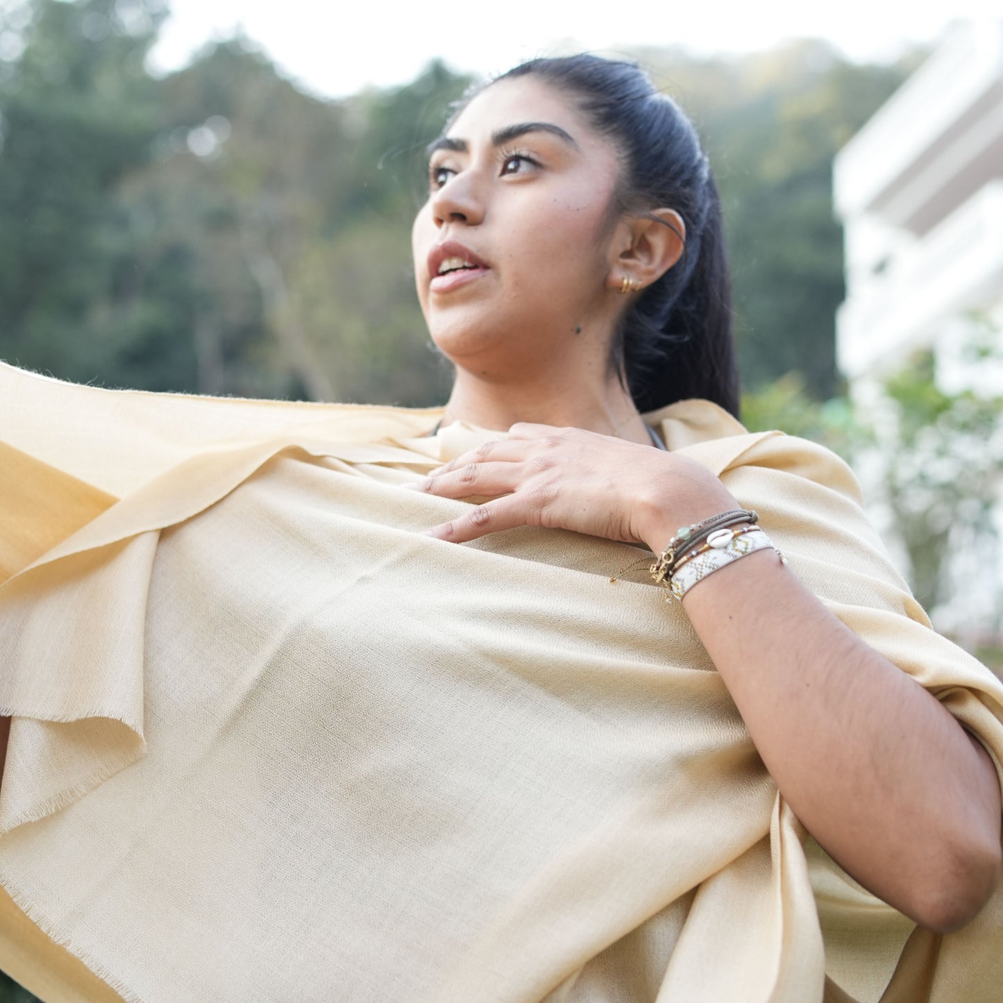 Urja Meditation Shawl in Beige - Medium