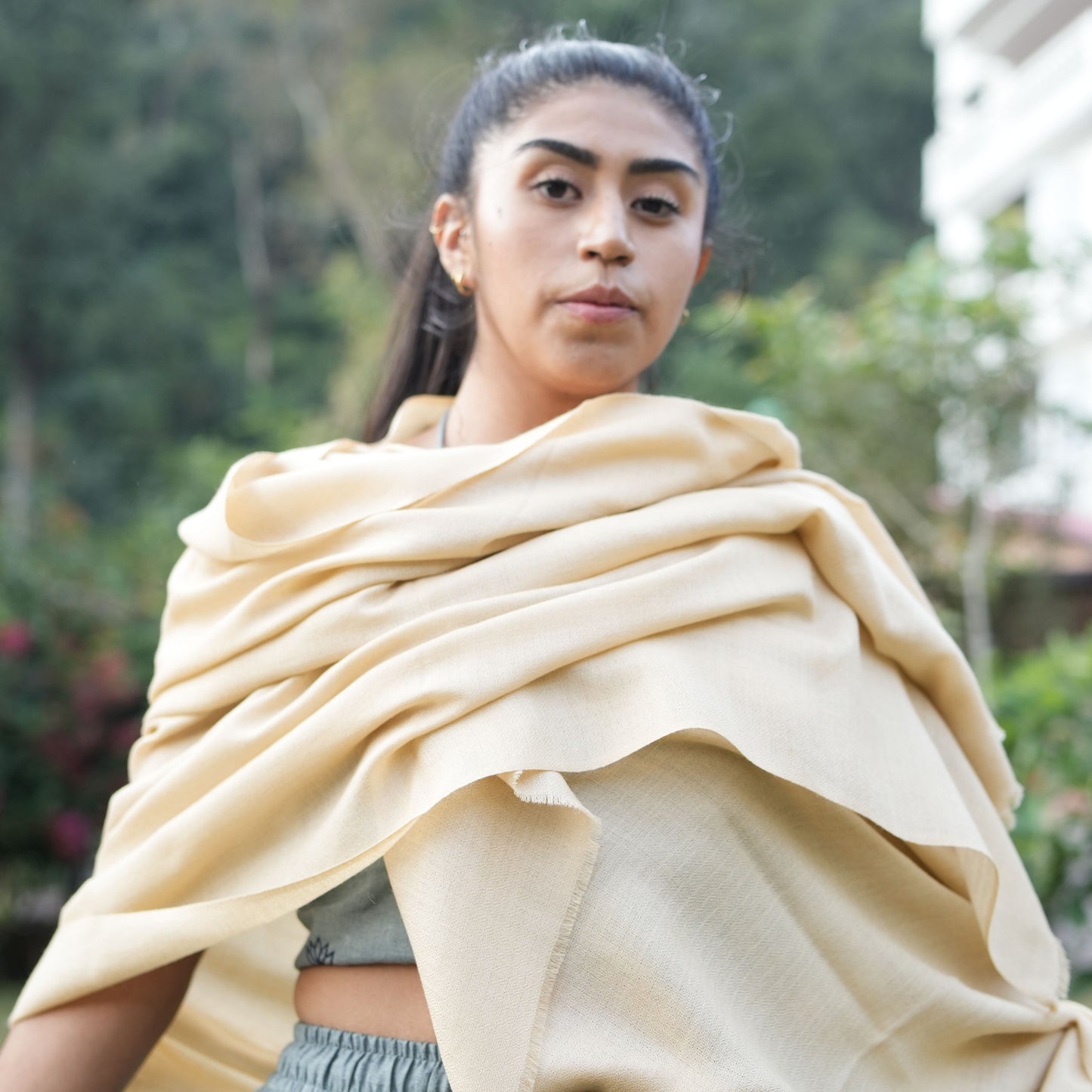 Urja Meditation Shawl in Beige - Medium