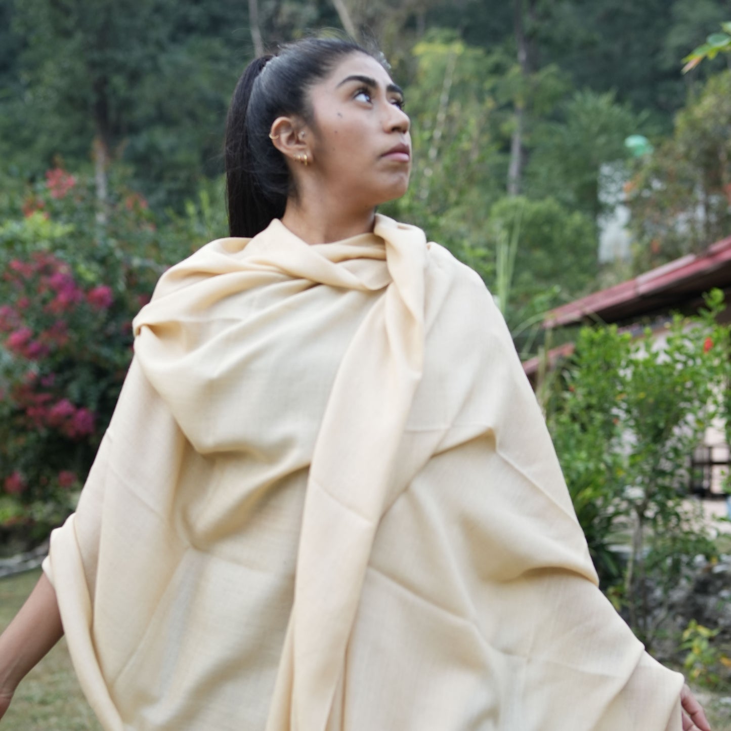 Urja Meditation Shawl in Beige - Medium