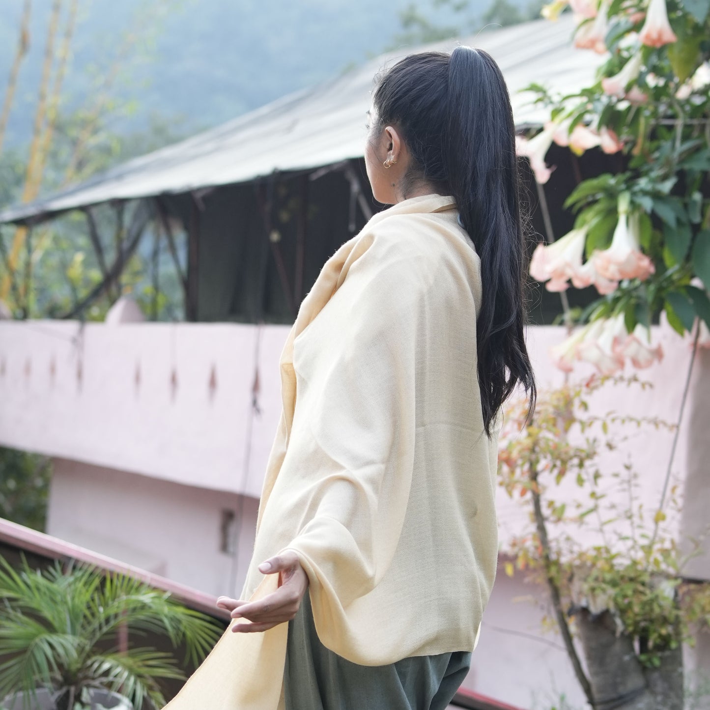 Urja Meditation Shawl in Beige - Medium