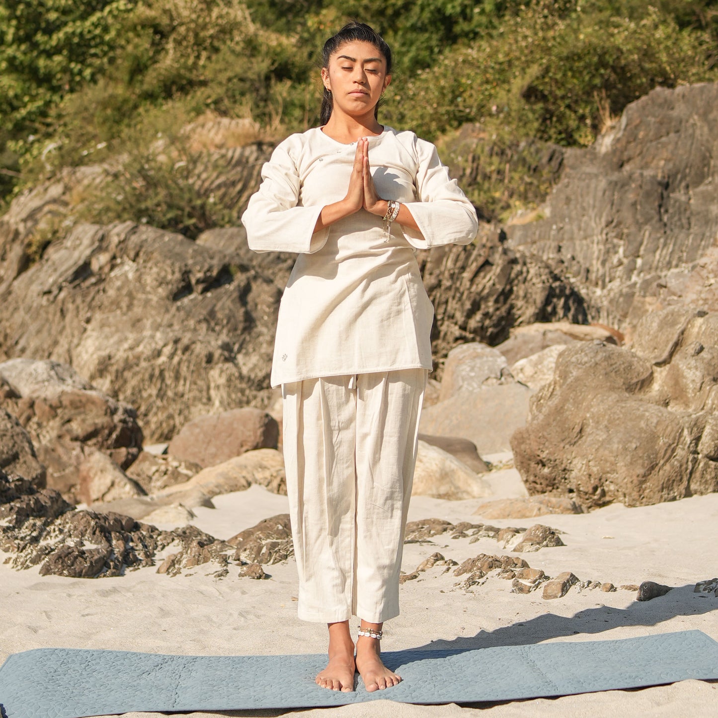 Women Cotton Yoga Top White -Tara