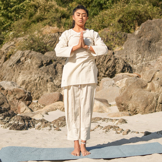 Women Cotton Yoga Pants and Yoga Top White -Tara