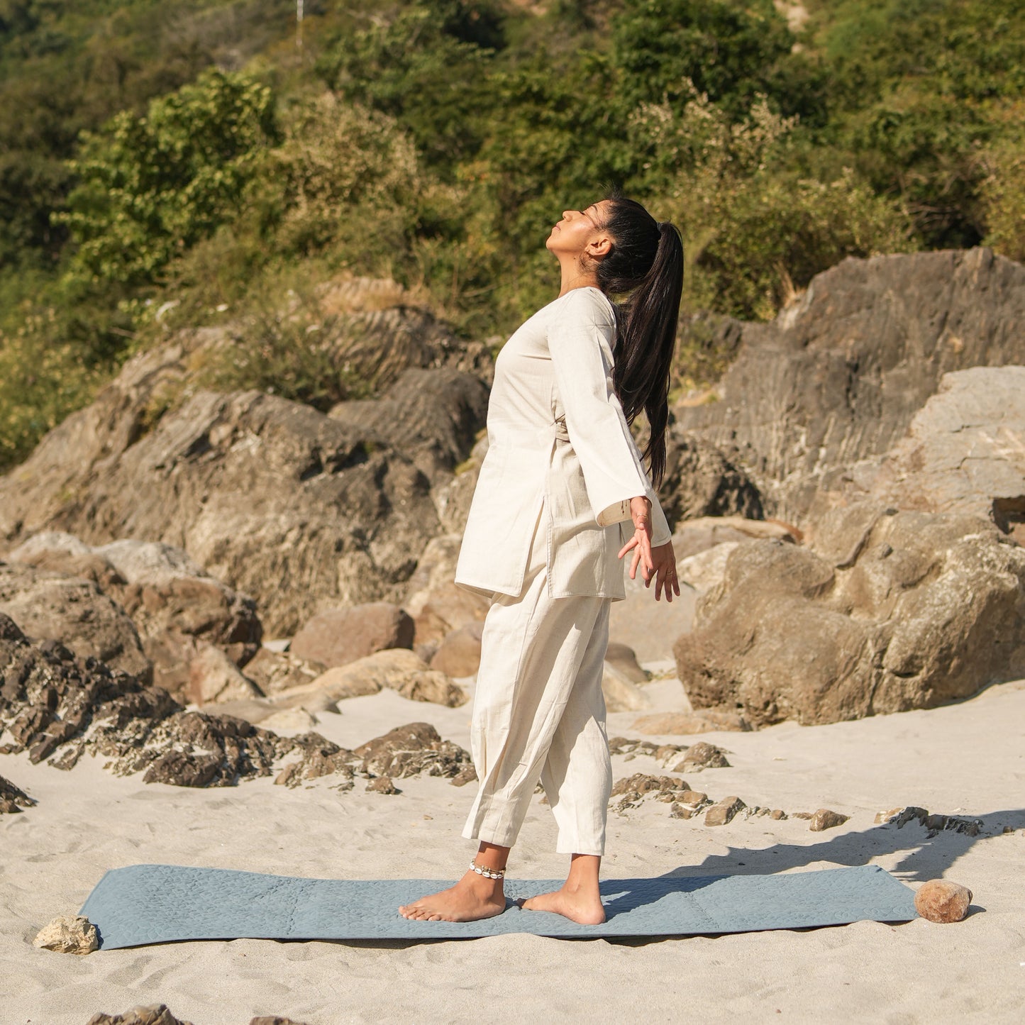 Women Cotton Yoga Top White -Tara