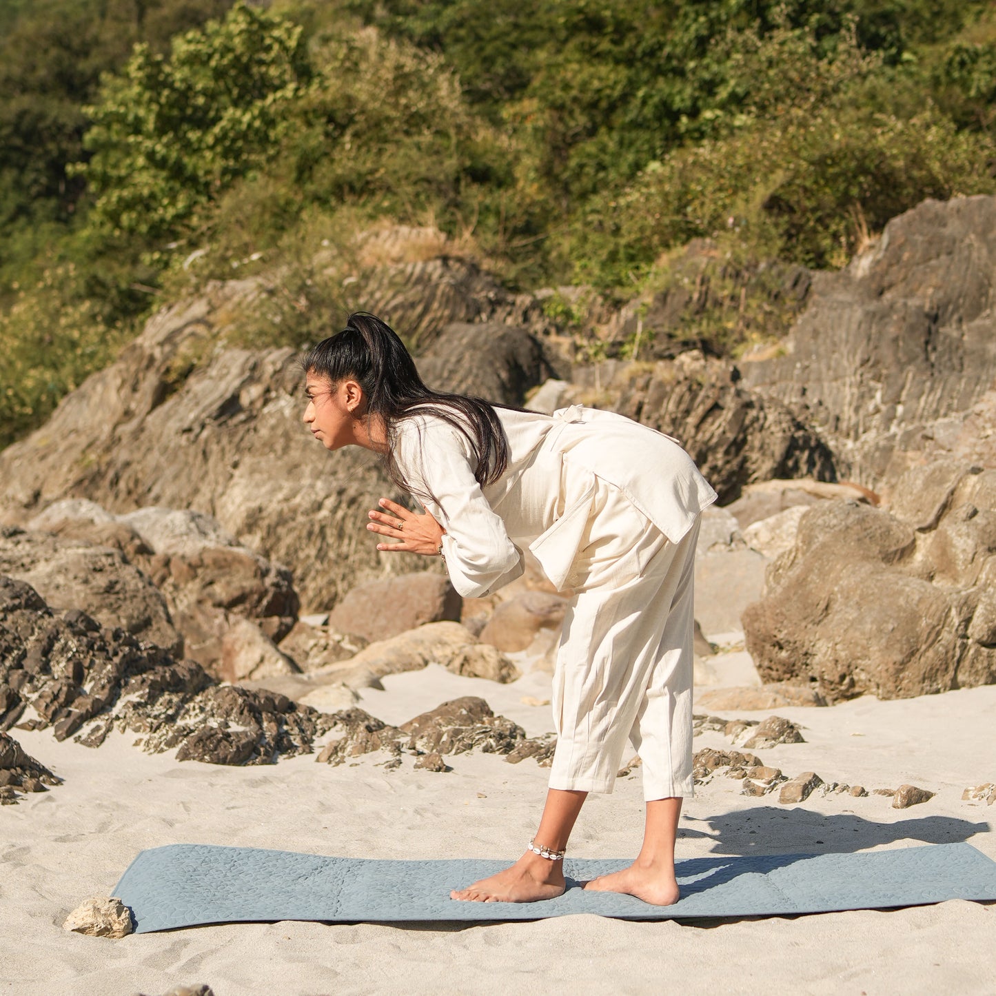 Women Cotton Yoga Pants and Yoga Top White -Tara