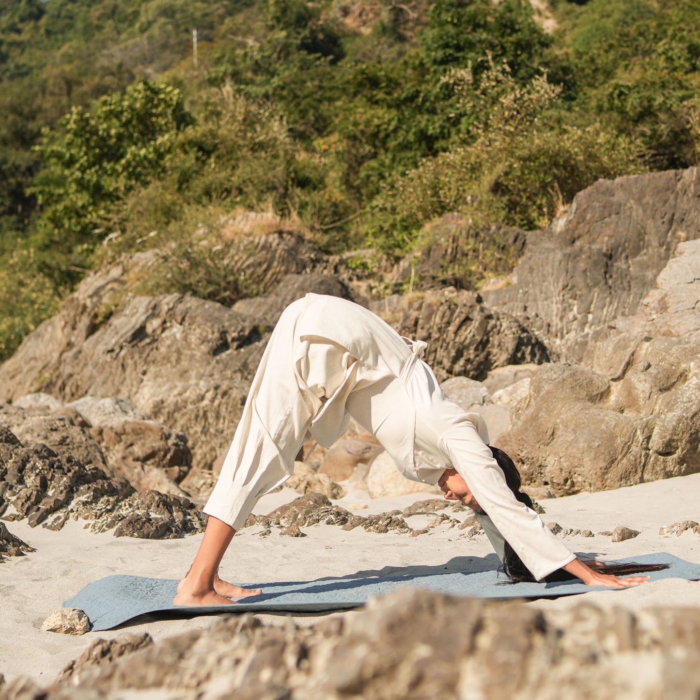 Women Cotton Yoga Pants and Yoga Top White -Tara