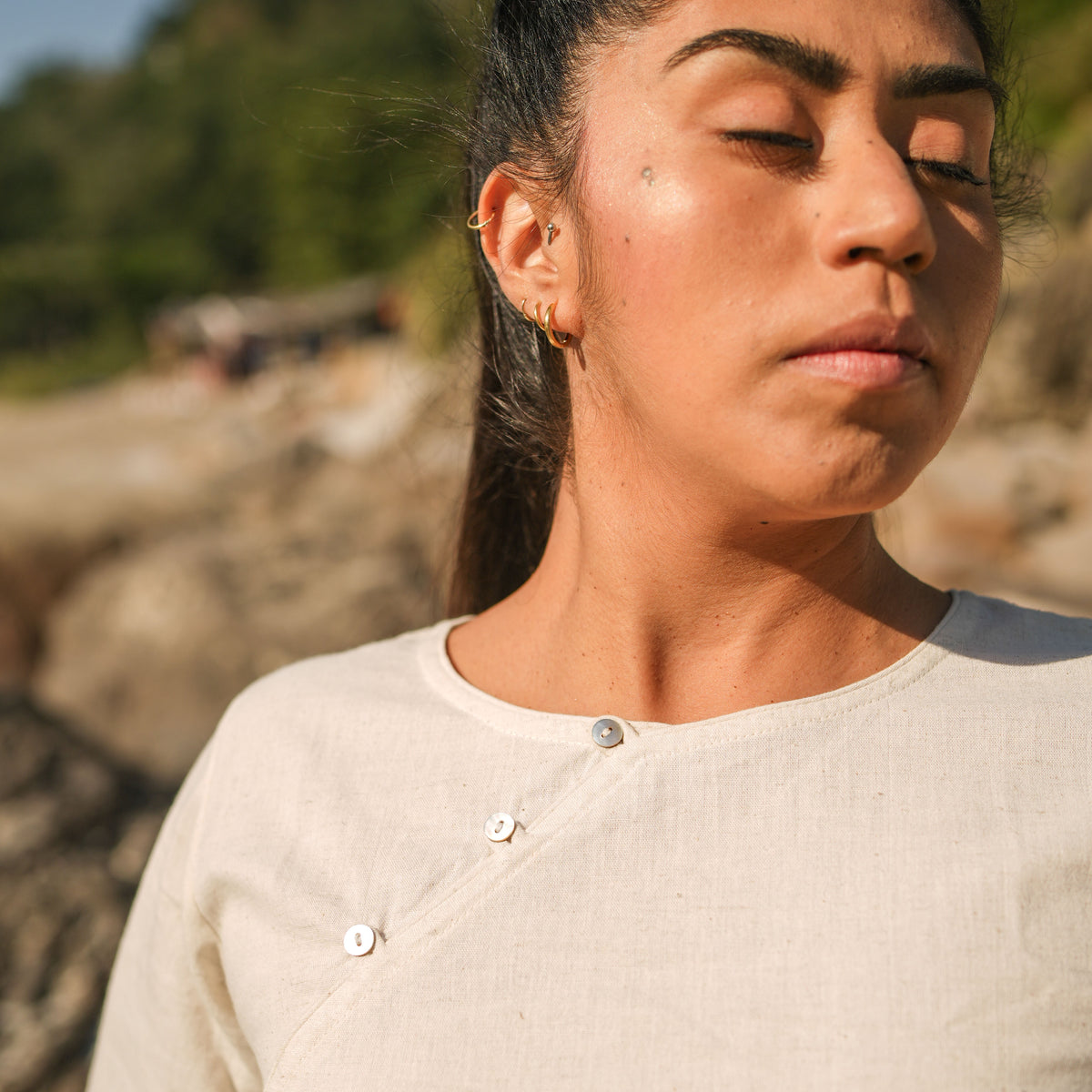 Women Cotton Yoga Top White -Tara — view 11