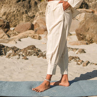 Women Cotton Yoga Pants White -Tara