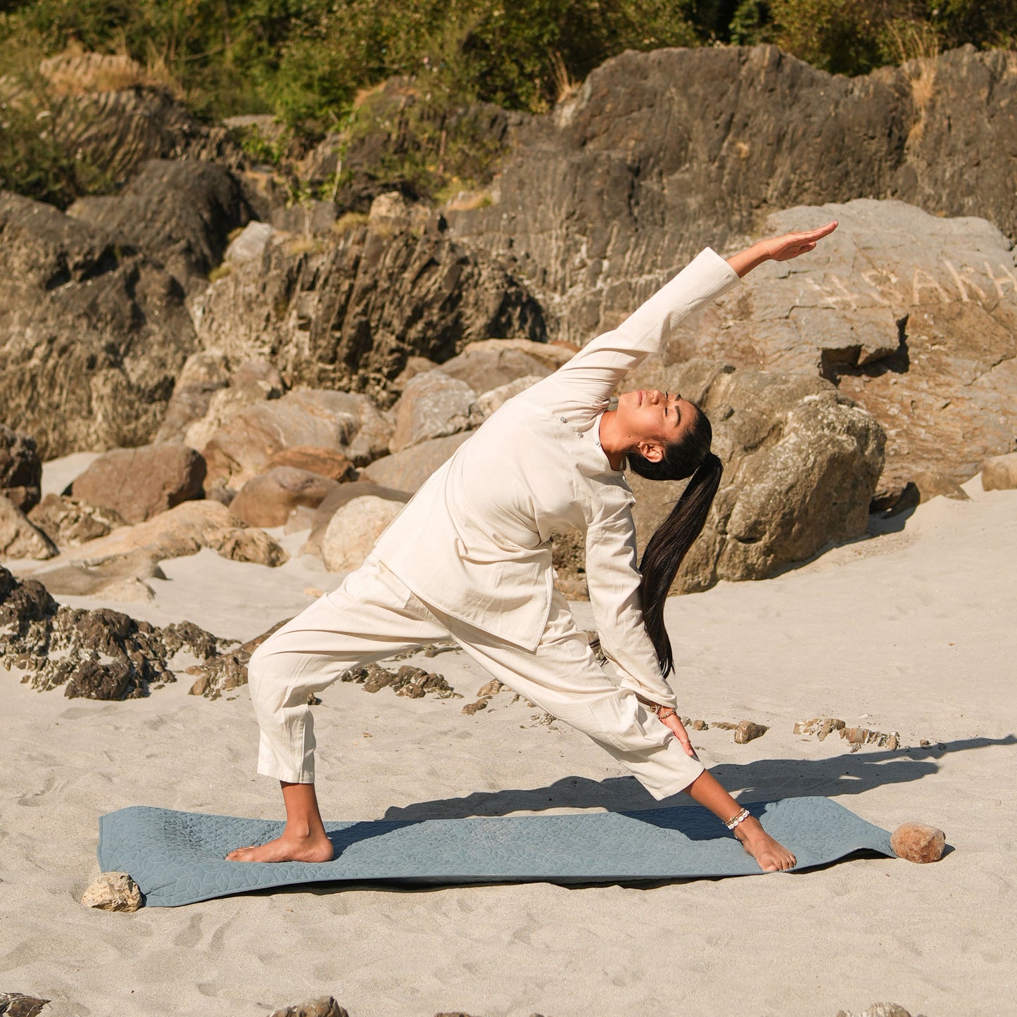 Women Cotton Yoga Pants White -Tara