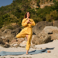 Women Cotton Yoga Pants Yellow -Tara