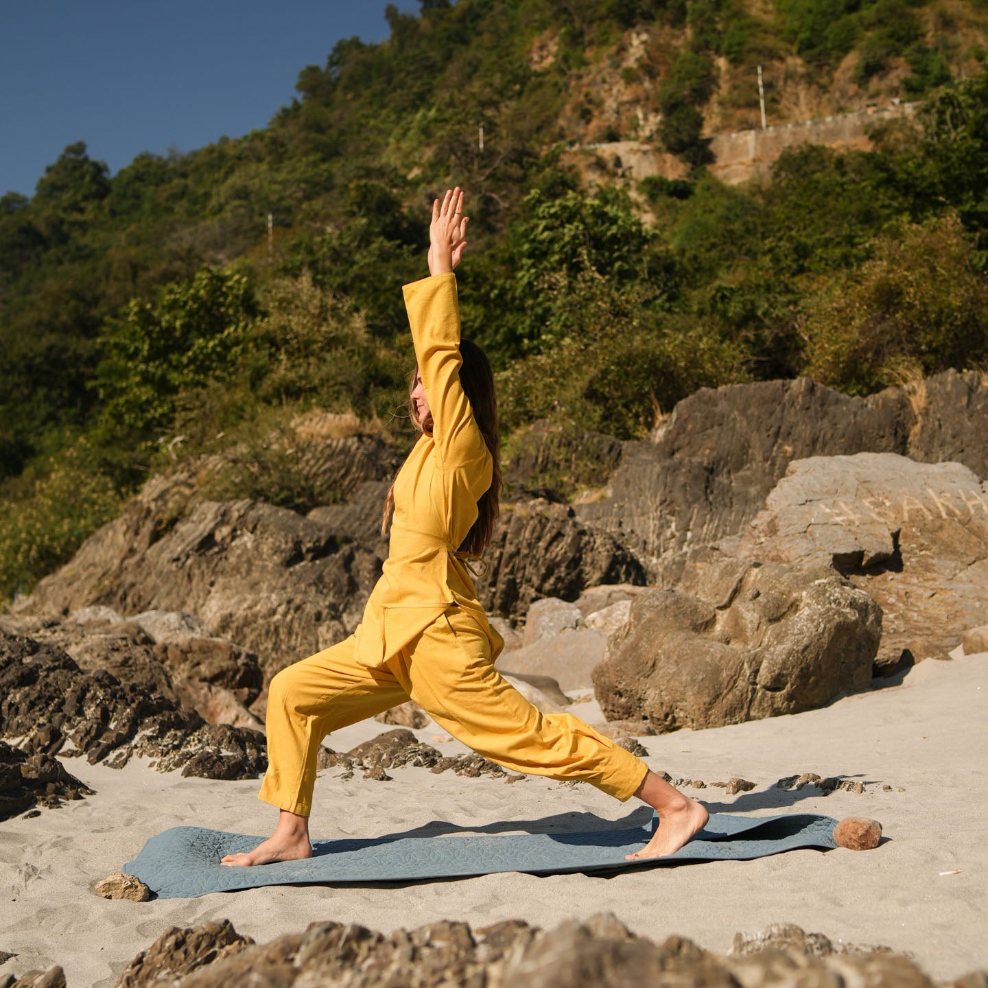 Women Cotton Yoga Pants and Yoga Top Yellow -Tara