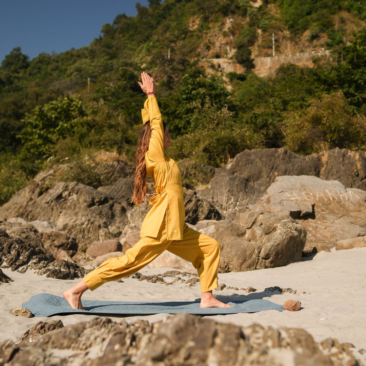 Women Cotton Yoga Pants and Yoga Top Yellow -Tara