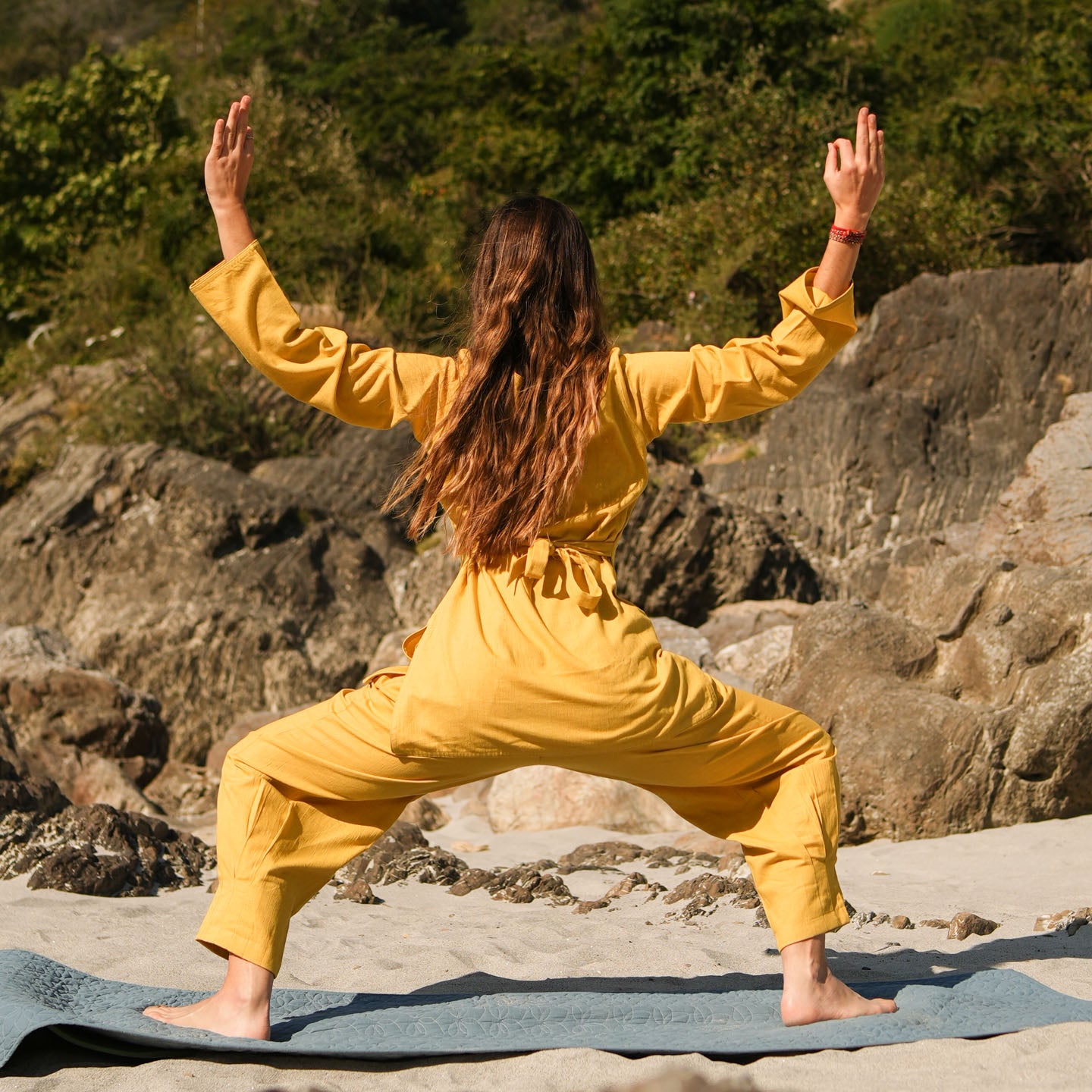 Women Cotton Yoga Pants and Yoga Top Yellow -Tara