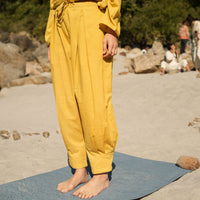 Women Cotton Yoga Pants Yellow -Tara
