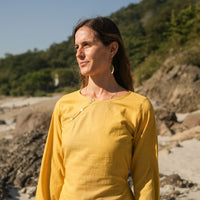 Women Cotton Yoga Top Yellow -Tara