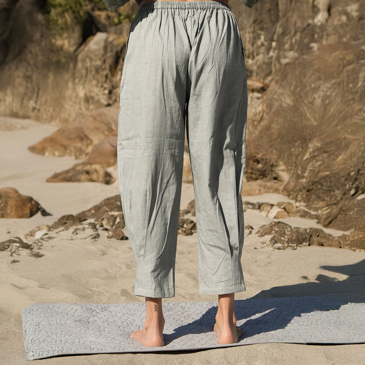 Women Cotton Yoga Pants Grey -Tara — view 3