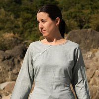 Women Cotton Yoga Top Grey -Tara
