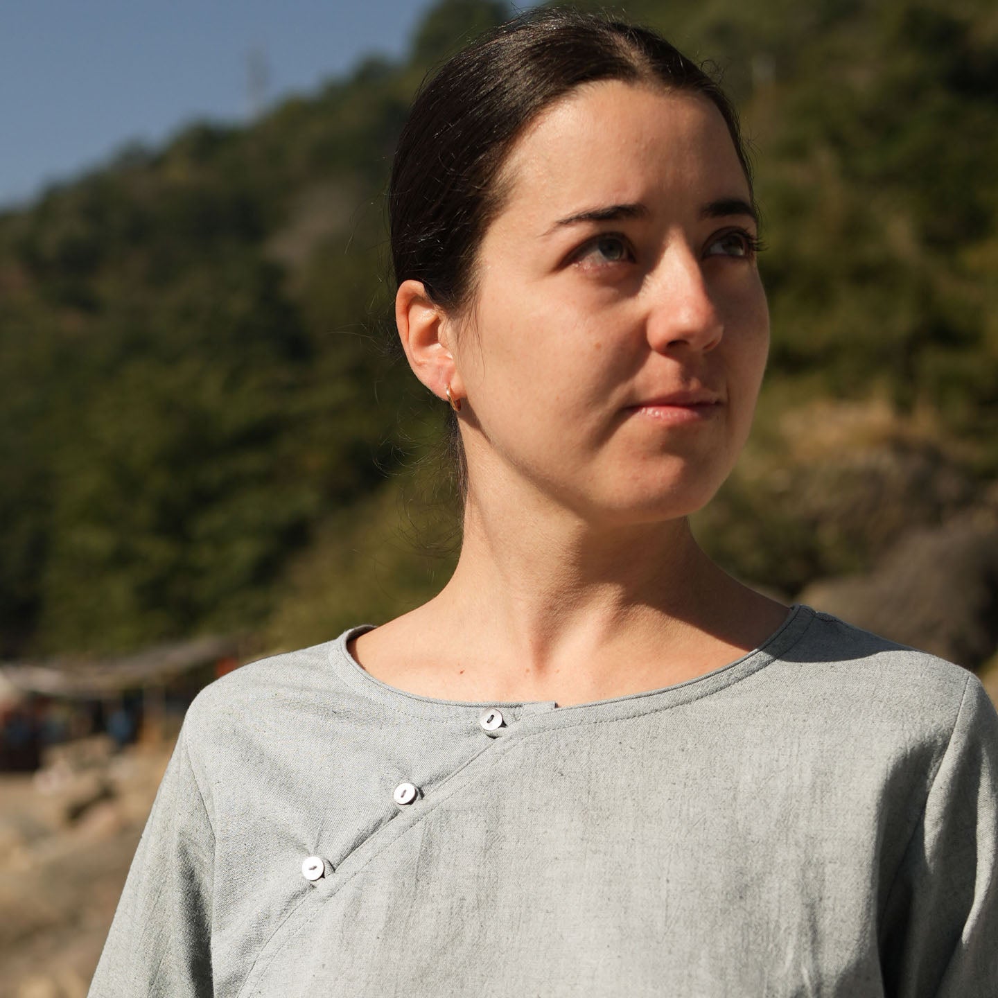 Women Cotton Yoga Pants and Yoga Top Grey -Tara