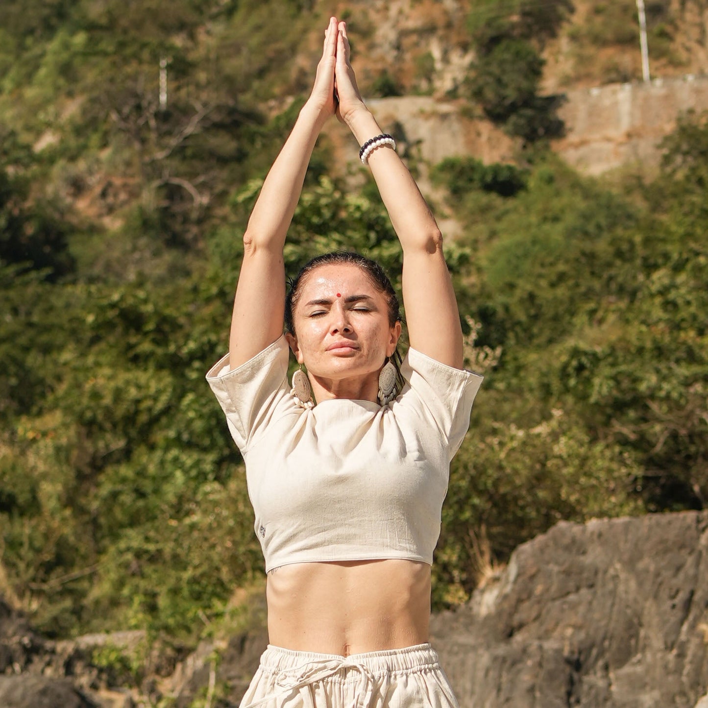 Women Cotton Yoga Top White -Soma