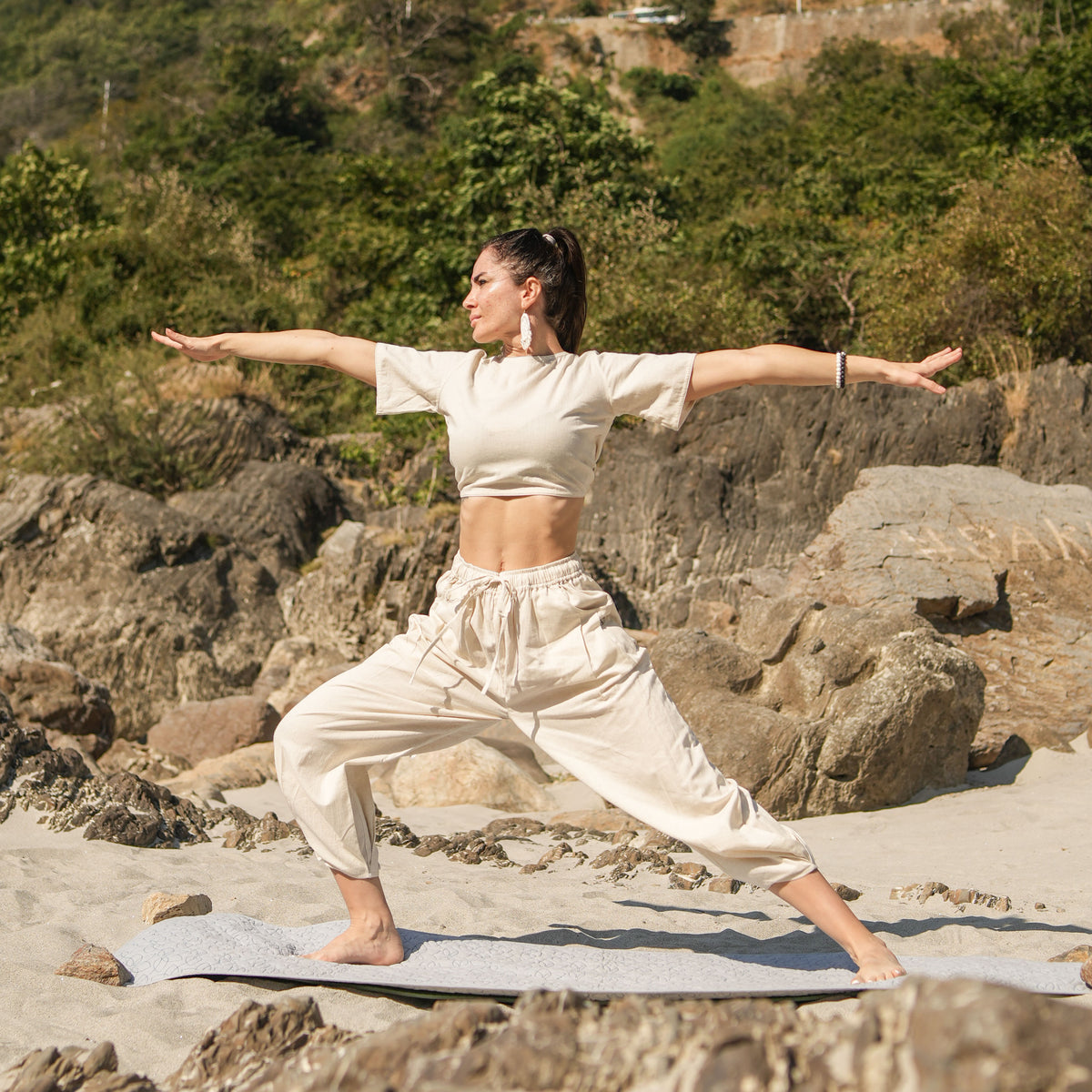 Women Cotton Yoga Pants White -Soma — view 10